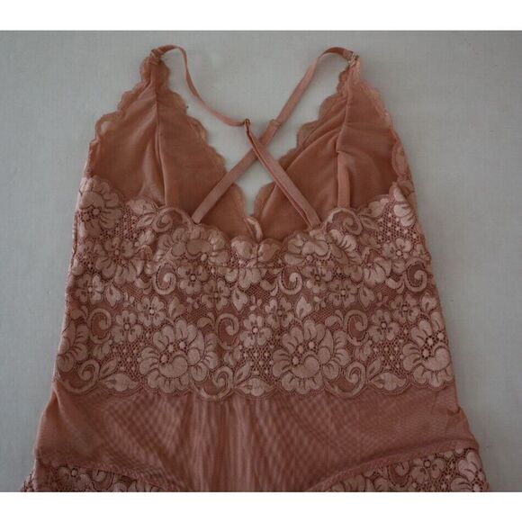 HAH - Hot as Hell Women's Sz Large Copper Rose Lace Smarty Pants Thong Bodysuit - Picture 5 of 6